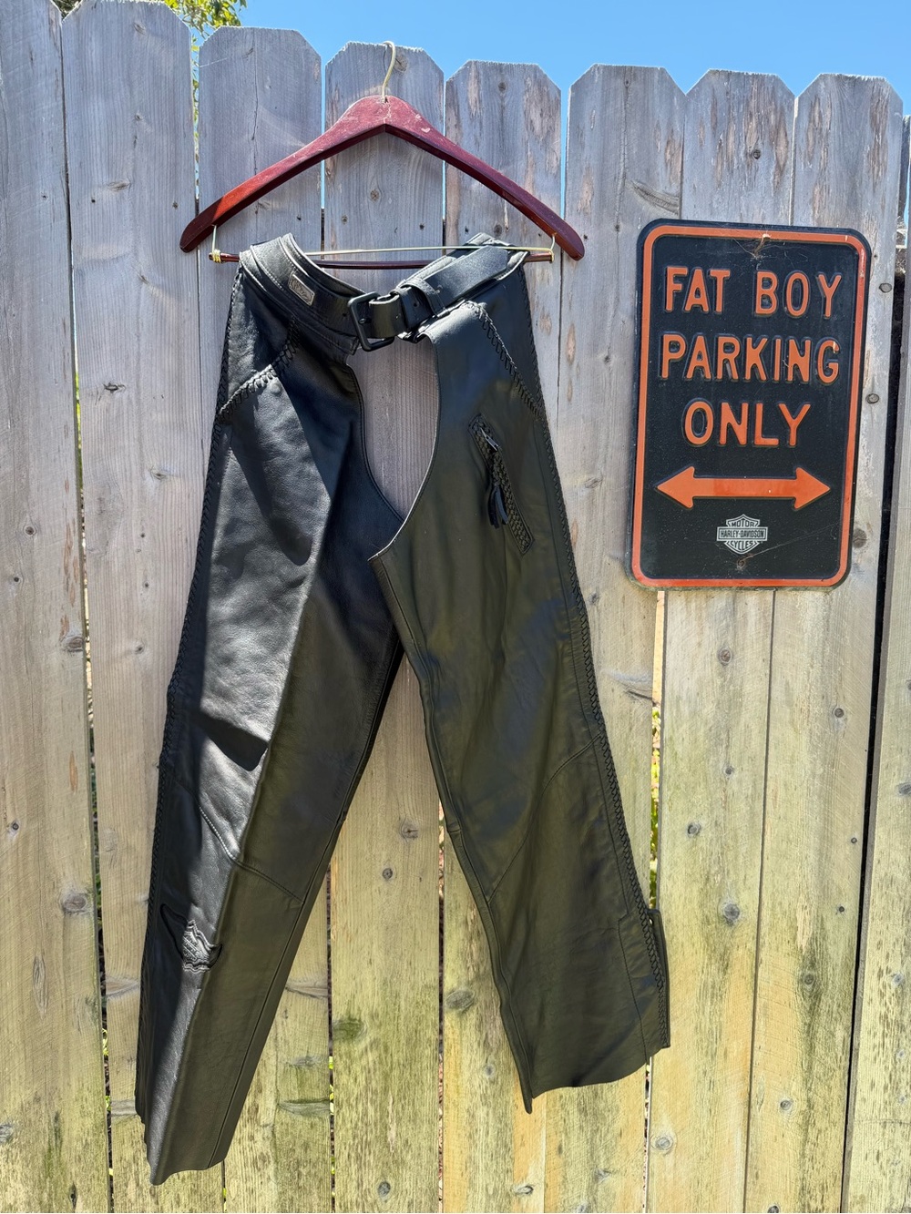 Willie G Harley Davidson Black Leather Motorcycle Chaps